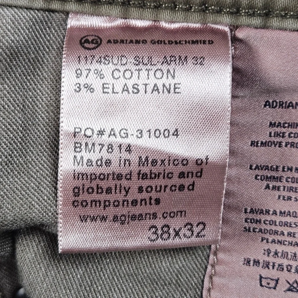 Adriano Goldschmied The Graduate Jeans Mens 38x32 Olive Tailored Leg Designer